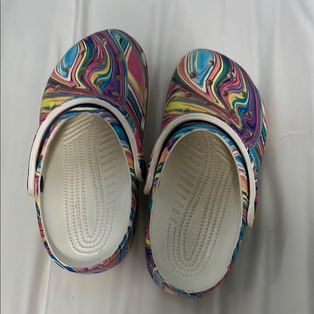 CROCS Blue and Pink Water Shoes with Perforated Design